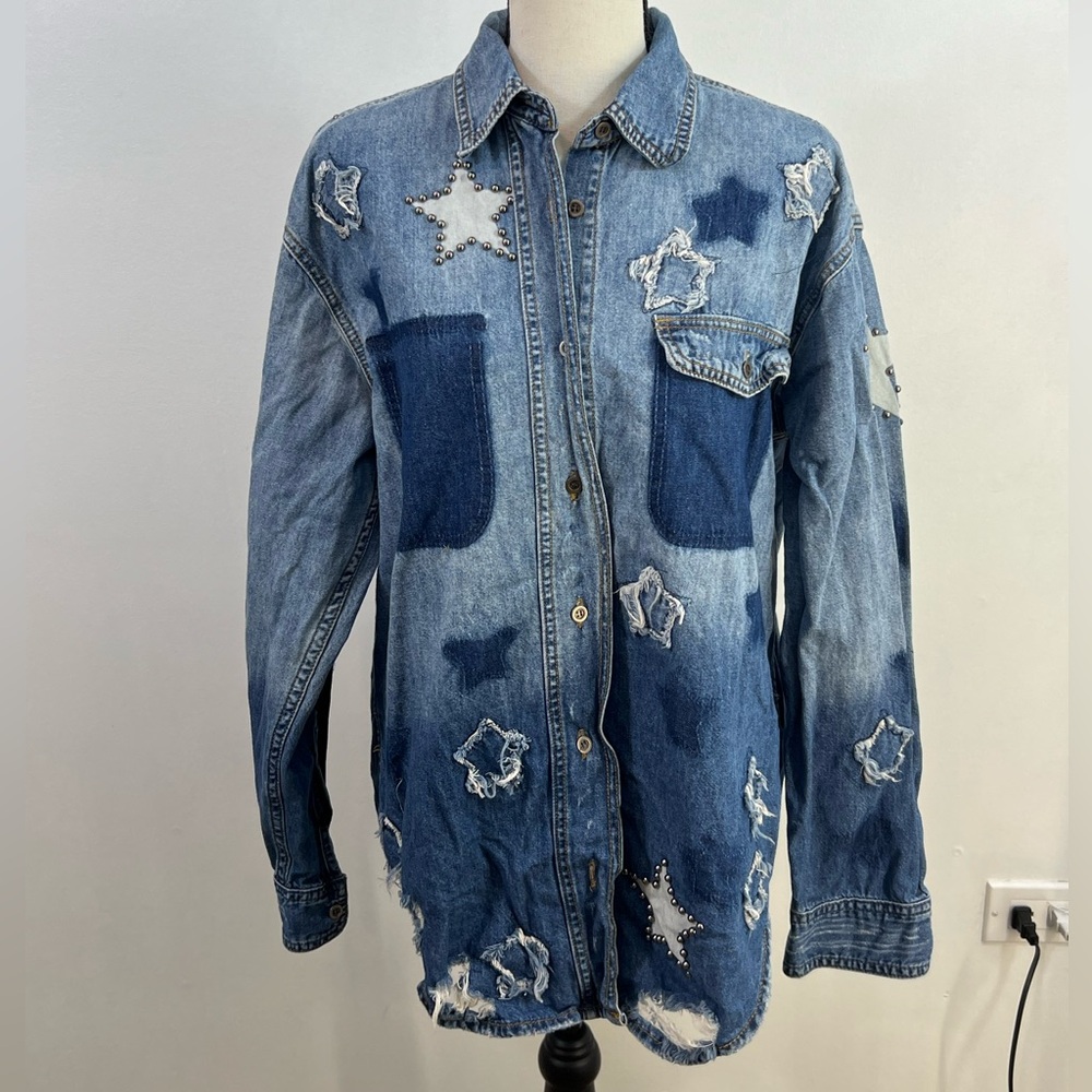 Free People One Teaspoon Johnny Blue Star Classic Everyday Shirt